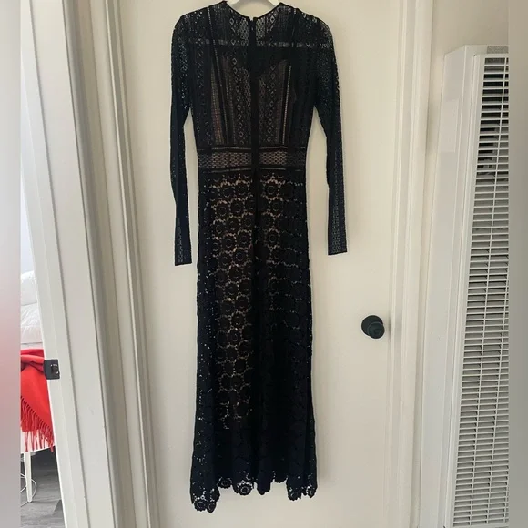 NWT Theory Arabella Black Lace Crochet Dress Gown Size 2 - Picture 6 of 8